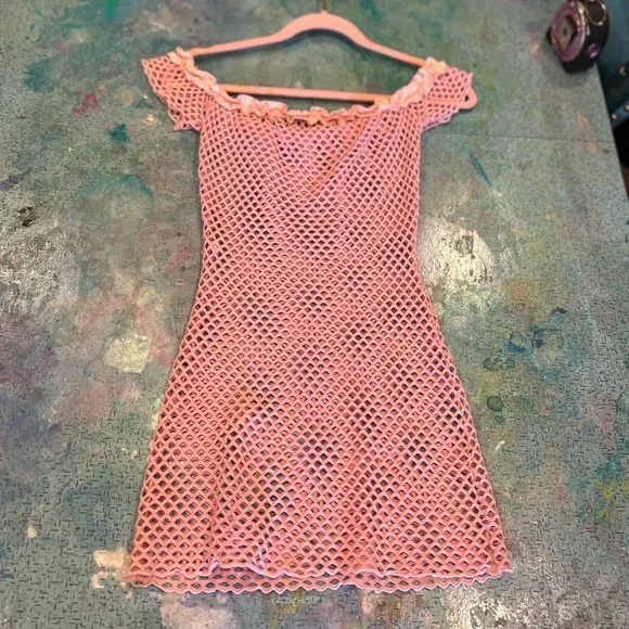 Pink Netted Rave Dress - Picture 1 of 7